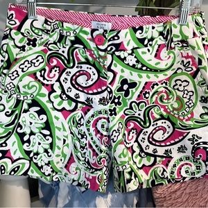 Chino Shorts Lime Pink Paisley Cotton Womens 4  Crown & Ivy Cotton